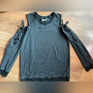 Womens Maurices SML open shoulder lace long sleeve sexy shirt‎ black sweatshirt